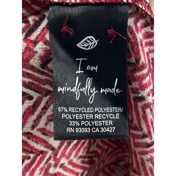 B32 NIC+ZOE Loren Herringbone Stamp Midi Shirt Dress Red M Flowy Statement - Picture 9 of 10